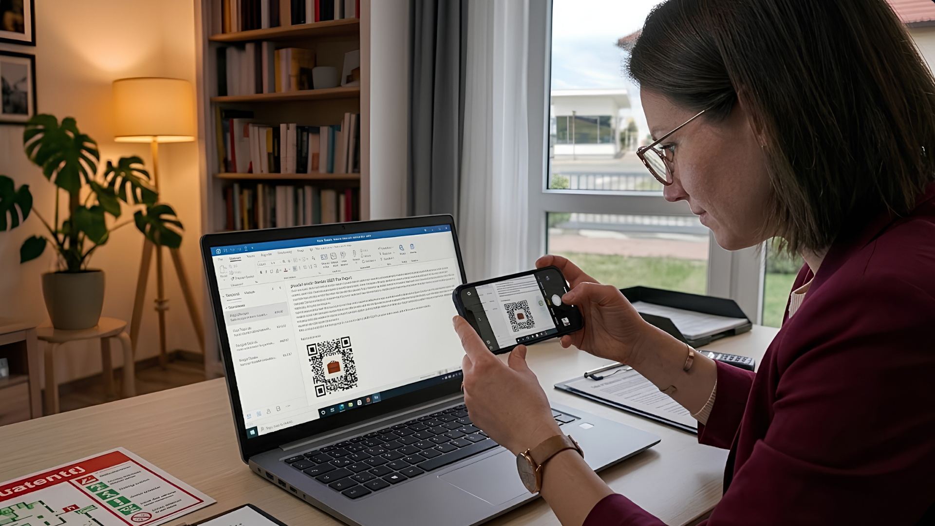 Návštěva si fotí QR kód z obrazovky mobilem
