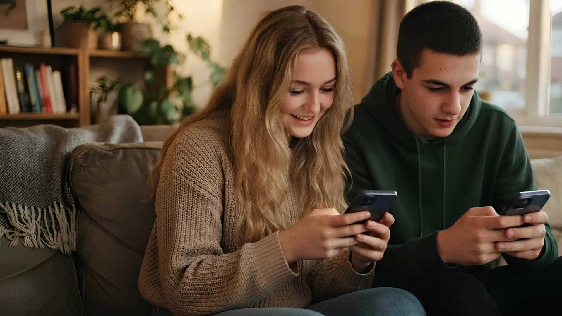 mladí lidé sledují obsah na mobilu