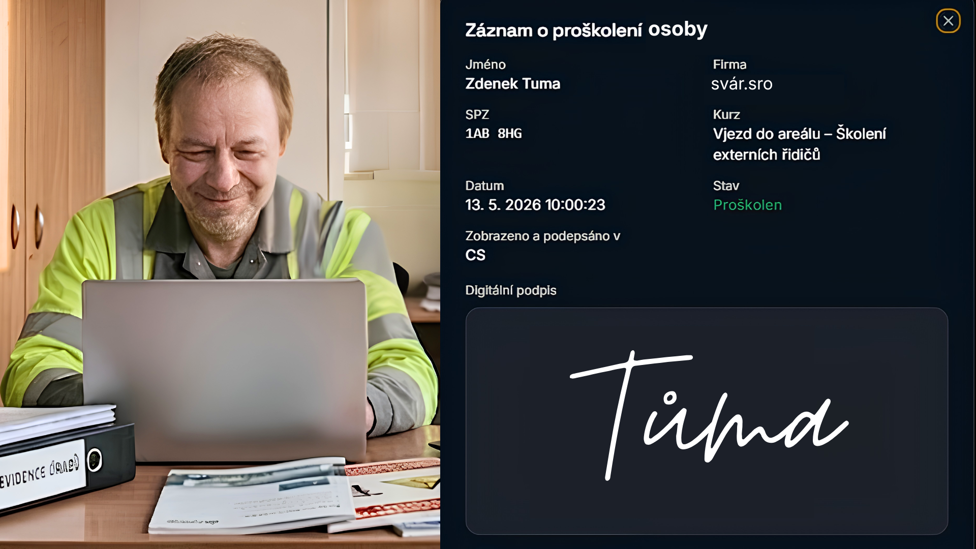Karta Záznam o proškolení osoby