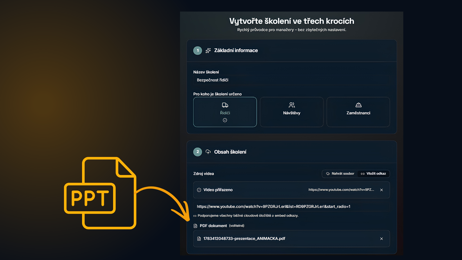 Vytvoření školení ve třech krocích z PPT prezentace